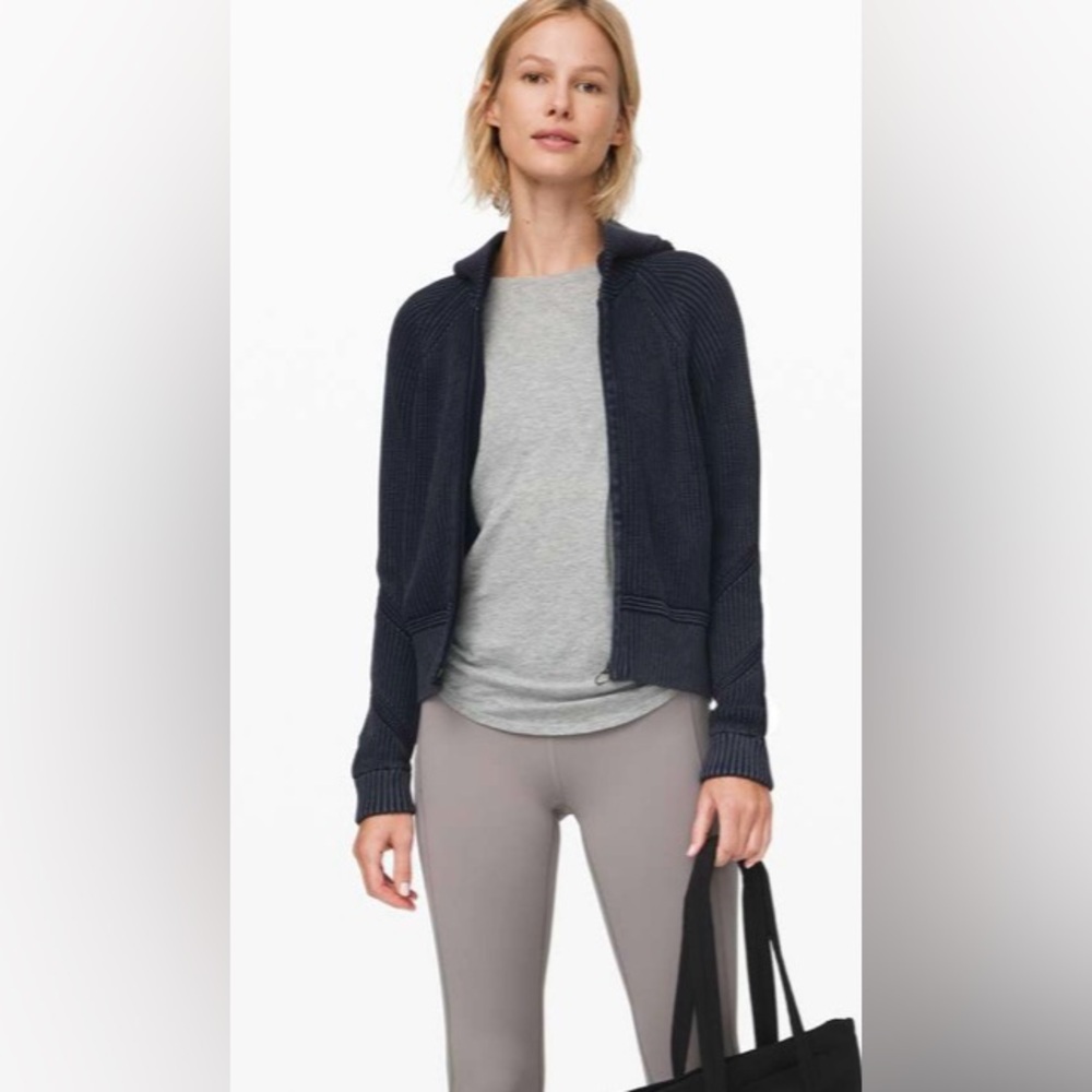 Lululemon Rest Assured Full Zip Hoodie Washed Midnight Navy Large - Picture 3 of 11